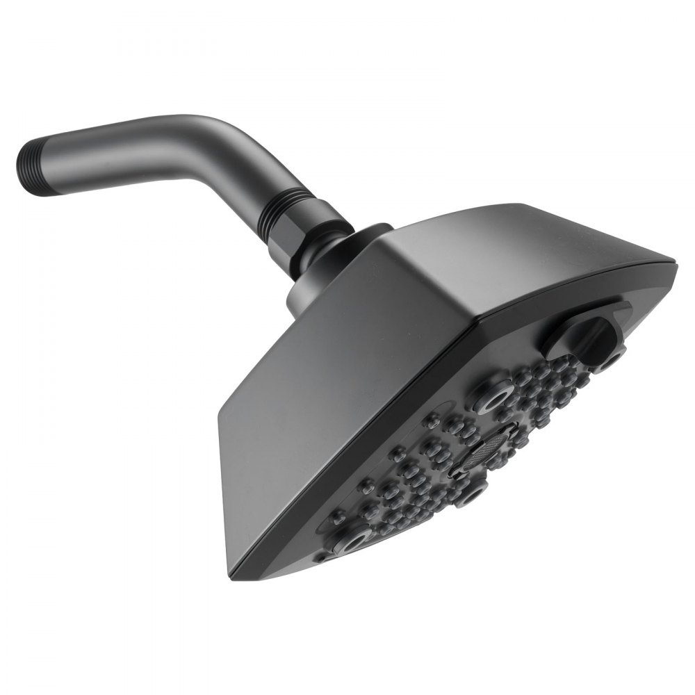 VEVOR Tub and Shower Faucet Set, Complete with 130 mm Rainfall Shower Head and Bathtub Spout, 5-Setting Adjustable Spray, Single-Handle Tub Trim Kit with Brass Pressure Balancing Valve, Matte Black