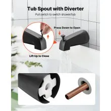 VEVOR Tub and Shower Faucet Set Bathtub Faucet Package Valve 5 Setting Black