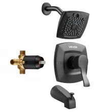 VEVOR Tub and Shower Faucet Set Bathtub Faucet Package Valve 5 Setting Black