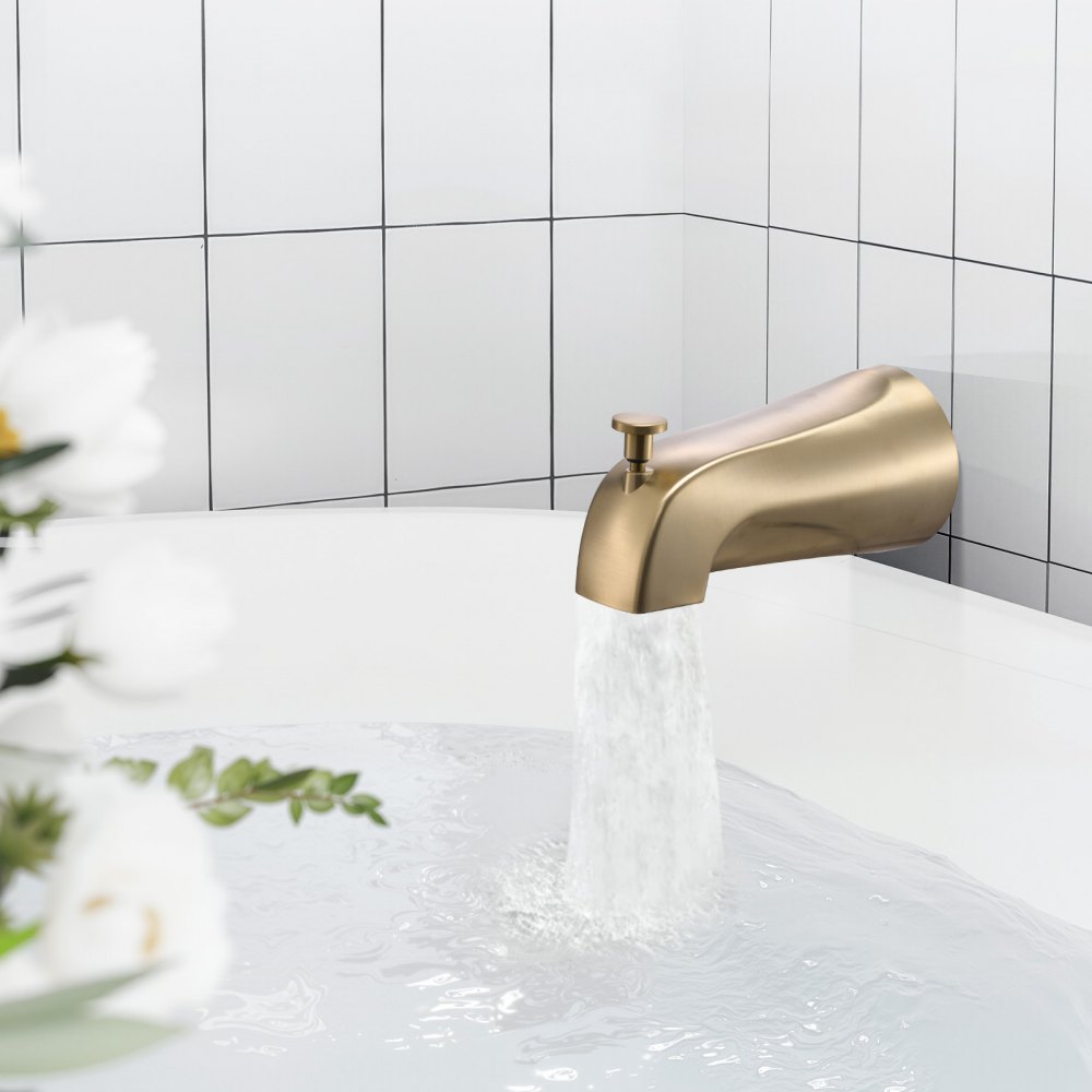 VEVOR Tub and Shower Faucet Set, Complete with 127 mm Rainfall Shower Head and Bathtub Spout, 8-Setting Adjustable Spray, Single-Handle Tub Trim Kit with Brass Pressure Balancing Valve, Gold Finish