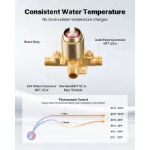 VEVOR Tub and Shower Faucet Set, Complete with 5-Inch Rainfall Shower Head and Bathtub Spout, 8-Setting Adjustable Spray, Single-Handle Tub Trim Kit with Brass Pressure Balancing Valve, Gold Finish