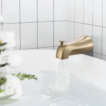 VEVOR Tub and Shower Faucet Set, Complete with 5-Inch Rainfall Shower Head and Bathtub Spout, 8-Setting Adjustable Spray, Single-Handle Tub Trim Kit with Brass Pressure Balancing Valve, Gold Finish