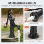 VEVOR Antique Well Hand Pitcher Pump, 22 ft Maximum Lift, Cast Iron Manual Hand Water Pump with Ergonomic Handle G1-5/8" Easy Installation, Old Fashioned for Outdoor Home Yard Garden Pond Farm, Black