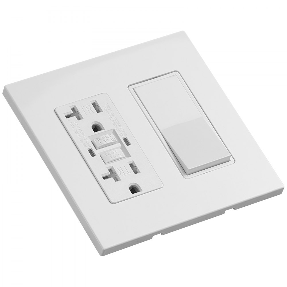 VEVOR Rocker Light Switch Wall Plates, 2-Gang Decorative Outlet Covers,Standard Size 4.57in L x 4.53in H Unbreakable Polycarbonate Thermoplastic Faceplate for Receptacle Outlet&Switch(5 Pack, White)