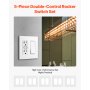 2-Gang Rocker Light Switch Outlet Covers Wall Plates 4.57 x 4.53in White 5 Pack