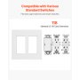 2-Gang Rocker Light Switch Outlet Covers Wall Plates 4.57 x 4.53in White 5 Pack