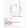 VEVOR Rocker Light Switch Wall Plates, 2-Gang Decorative Outlet Covers,Standard Size 4.57in L x 4.53in H Unbreakable Polycarbonate Thermoplastic Faceplate for Receptacle Outlet&Switch(5 Pack, White)