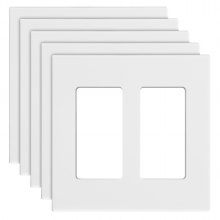 2-Gang Rocker Light Switch Outlet Covers Wall Plates 4.57 x 4.53in White 5 Pack