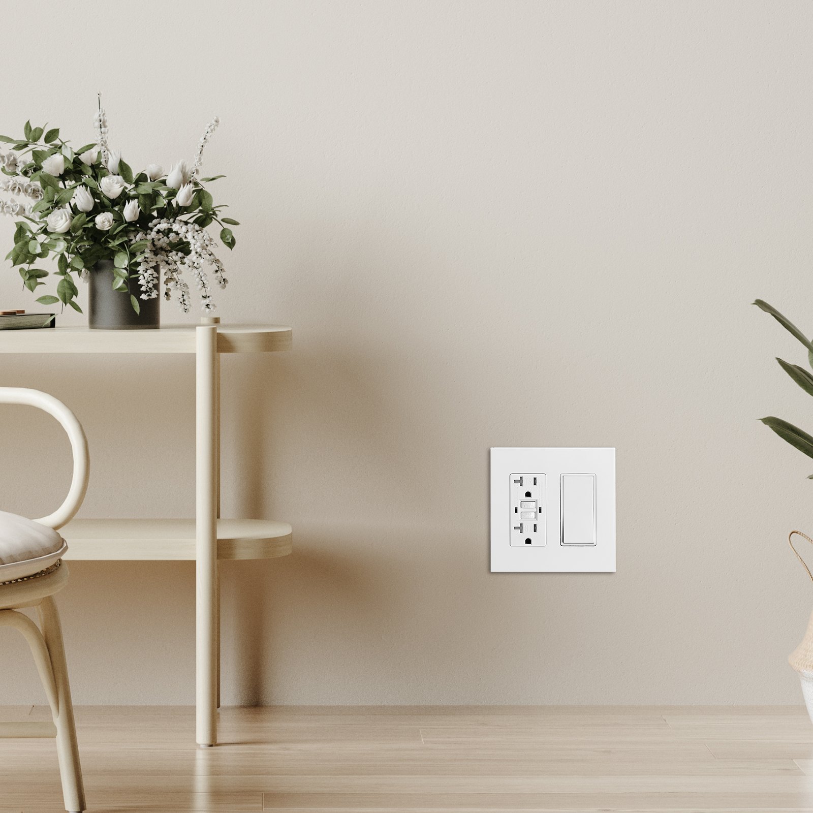 VEVOR Rocker Light Switch Wall Plates, 2-Gang Decorative Outlet Covers,Standard Size 4.57in L x 4.53in H Unbreakable Polycarbonate Thermoplastic Faceplate for Receptacle Outlet&Switch(5 Pack, White)