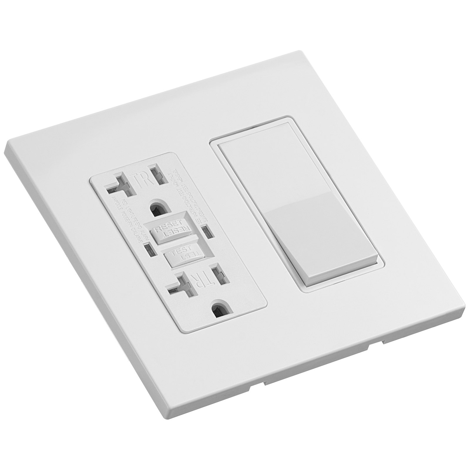 VEVOR Rocker Light Switch Wall Plates, 2-Gang Decorative Outlet Covers,Standard Size 4.57in L x 4.53in H Unbreakable Polycarbonate Thermoplastic Faceplate for Receptacle Outlet&Switch(5 Pack, White)