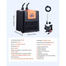 Aquarium Chiller 52 Gallon 1/10 HP Water Chiller Hydroponics Fish Tank