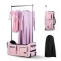 29 Inch Dance Bag with Garment Rack Rolling Duffle with Wheels for Travel Pink
