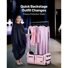 29 Inch Dance Bag with Garment Rack Rolling Duffle with Wheels for Travel Pink