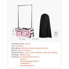 29 Inch Dance Bag with Garment Rack Rolling Duffle with Wheels for Travel Pink