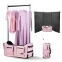 29 Inch Dance Bag with Garment Rack Rolling Duffle with Privacy Curtain Pink