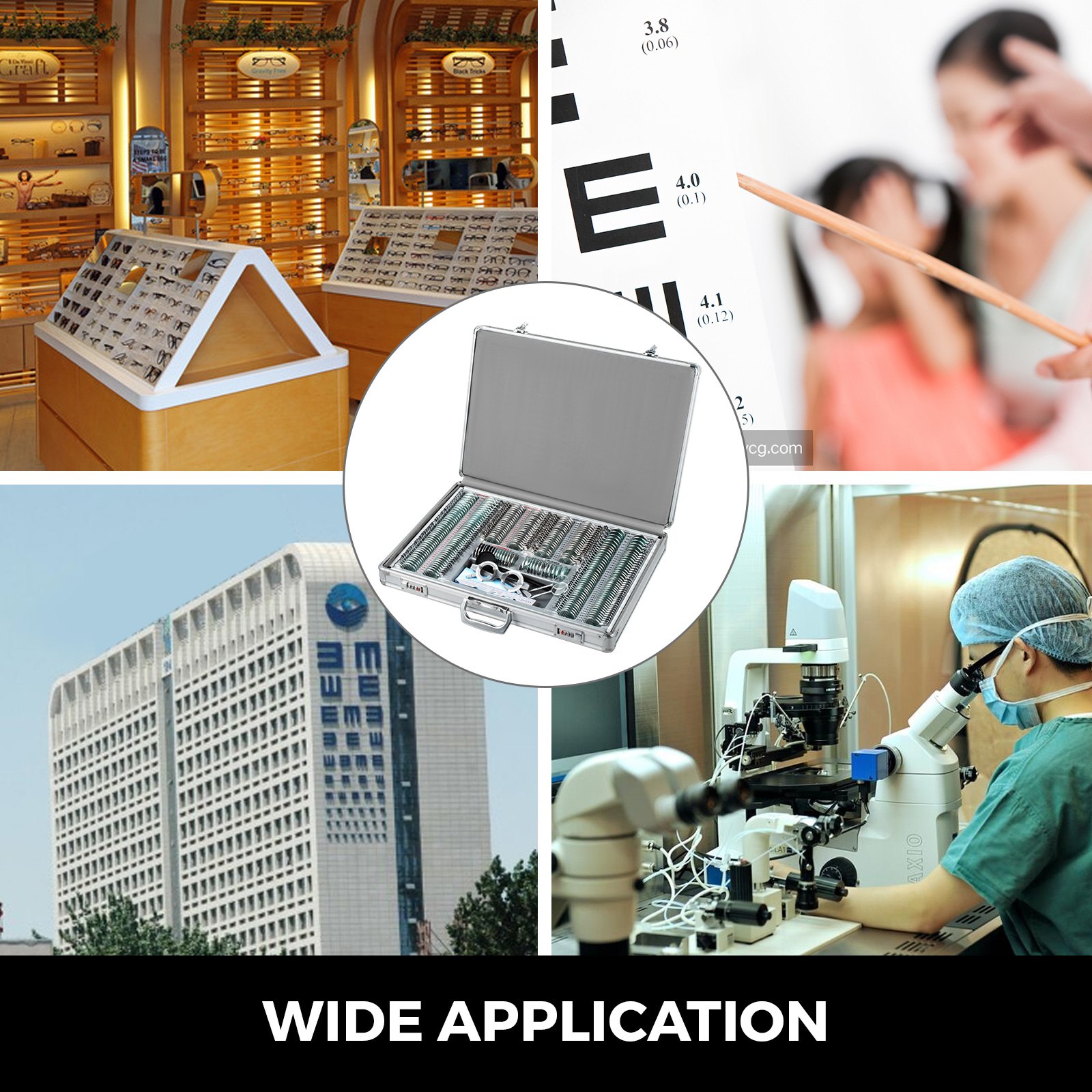 266Pcs Optometry Optical Trial Lens Metal Rim Case Test Frame Glasses Box Kit