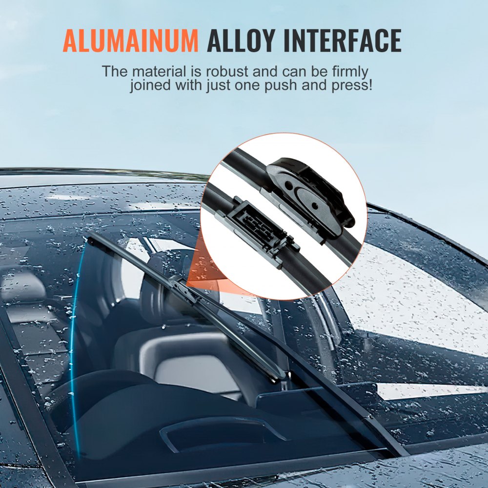 VEVOR 18" Rubber Wiper Blades, 46 cm Universal Replacement Wind Shield Wiper, Low Noise & Better Fit, with 4 Different Clips for most Car, Easy Installation