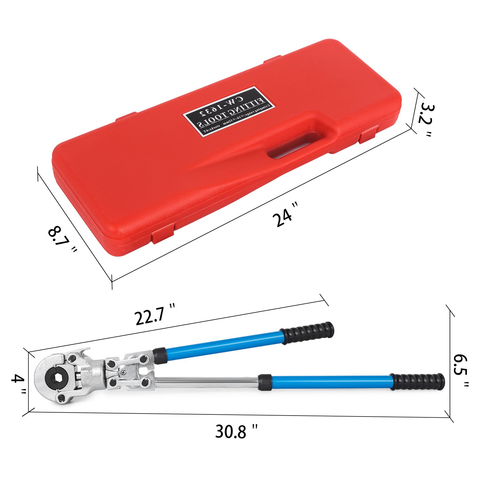 VEVOR Plumbing Copper Pipe Crimper Press with 1/2" 3/4" 1" Jaws,Copper Tube Fittings Crimping Tool 40CR Steel Material,Pipe Press Copper Crimp Tool Suitable for Copper Fittings and Copper Joints etc