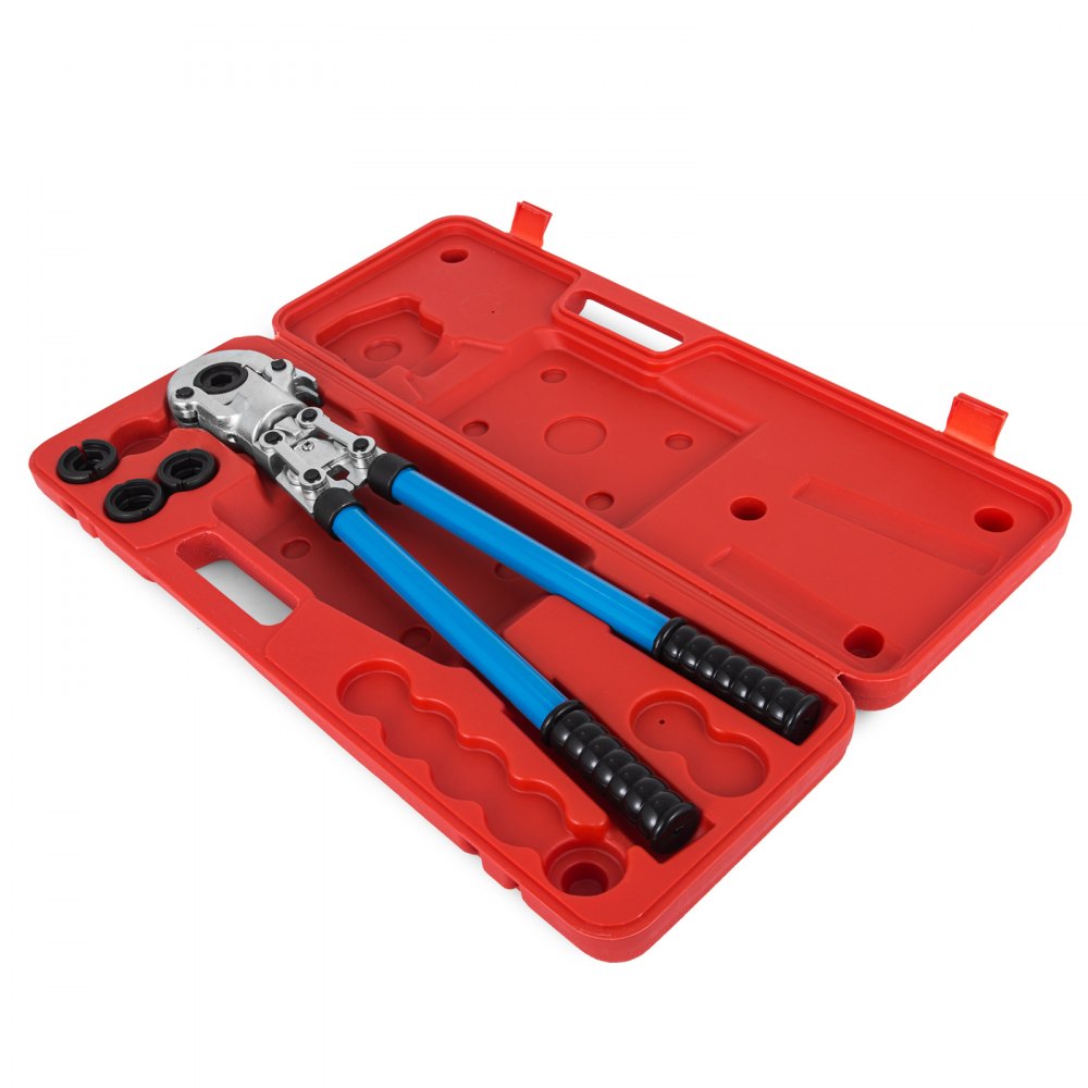 Copper Pipe Crimper Plumbing Crimping Tool 4pc V Dies 12/15/18/22 360° Head