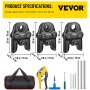 VEVOR Press Tool Jaws 1/2″ 3/4″ 1″ Black Iron Force Logic Press Jaw Kits