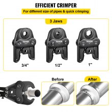 VEVOR Compact Propress Jaw 1.3/1.9/2.5cm Propress Compact Press Jaw 40 Cr Steel Standard Jaw for Propress Compatible Pipe Wrench Jaw Set with Tool Kit Propress Jaw for Inline Press & Aluminum PEX pipe