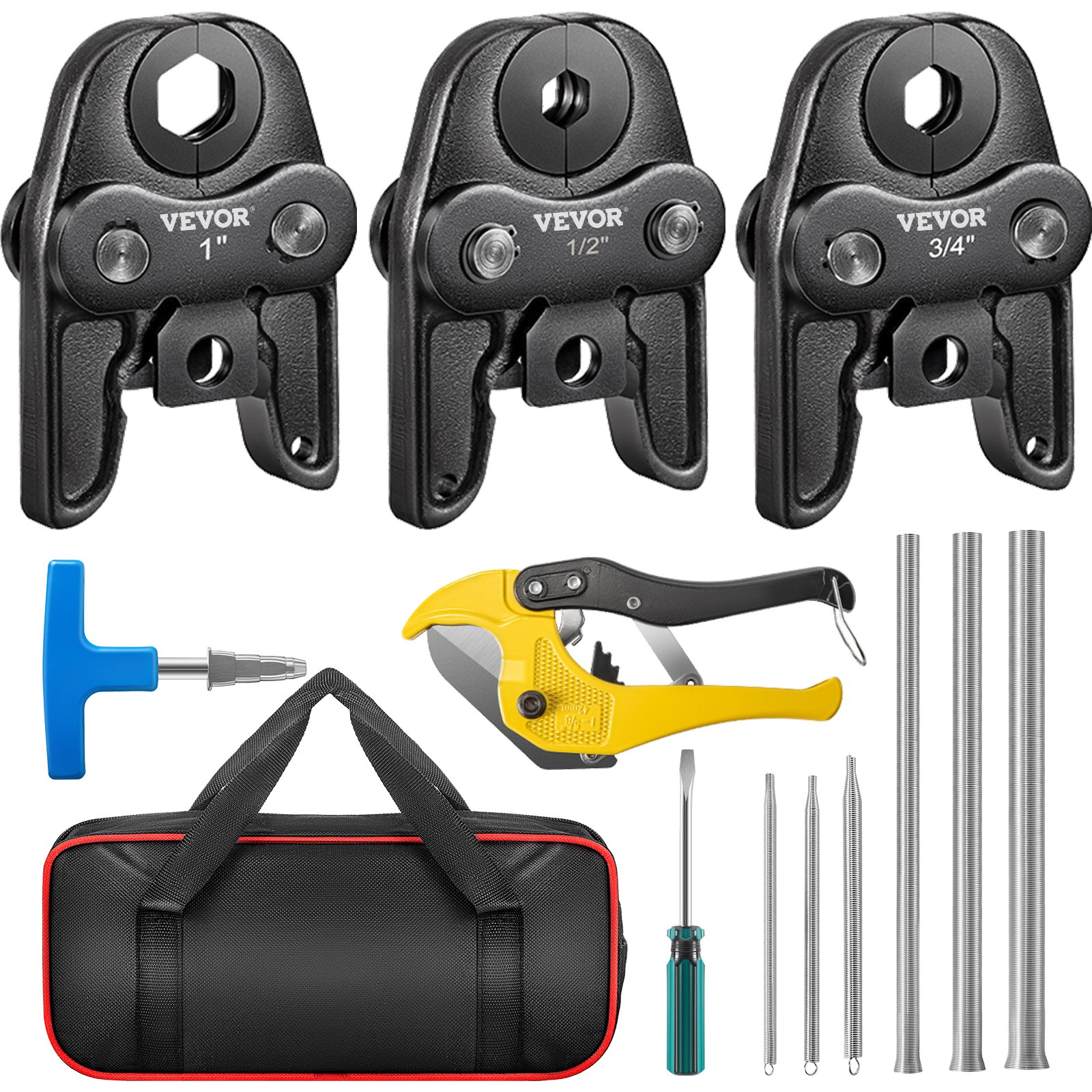 VEVOR Compact Propress Jaw 1/2″ 3/4″ 1″ Propress Compact Press Jaw 40 Cr Steel Standard Jaw for Propress Compatible Pipe Wrench Jaw Set with Tool Kit Propress Jaw for Inline Press & Aluminum PEX pipe