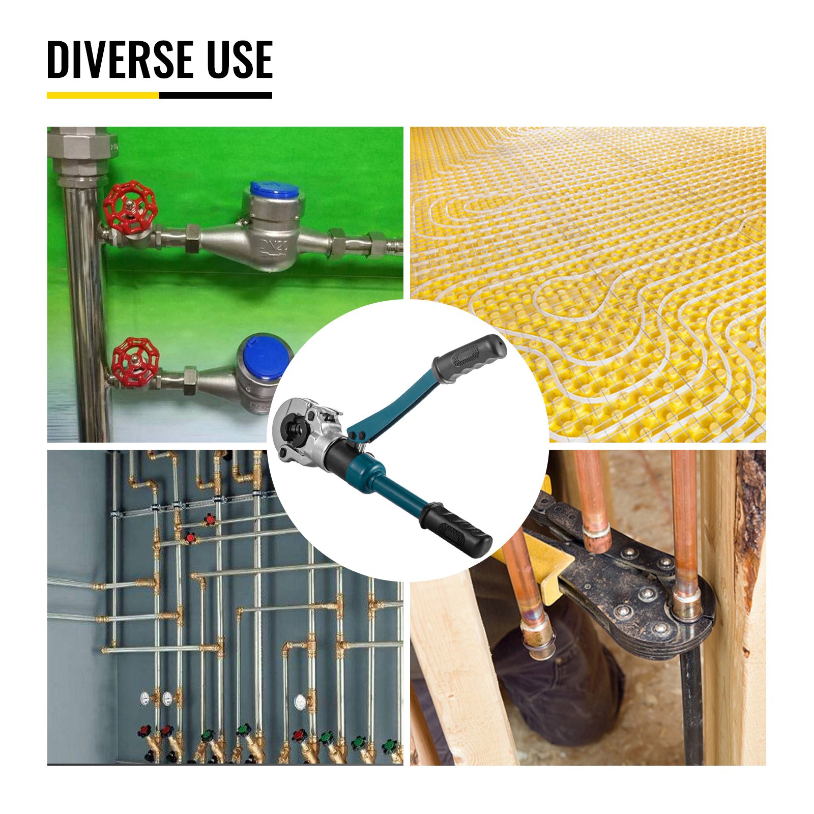 VEVOR Hydraulic Pipe Crimper, TH Ø16-32mm Pipe Tube Crimper, Pipe Crimping Pilers TH Jaws 16-20-25-32mm 12T Hydraulic Crimping Tool for Compound Pipe