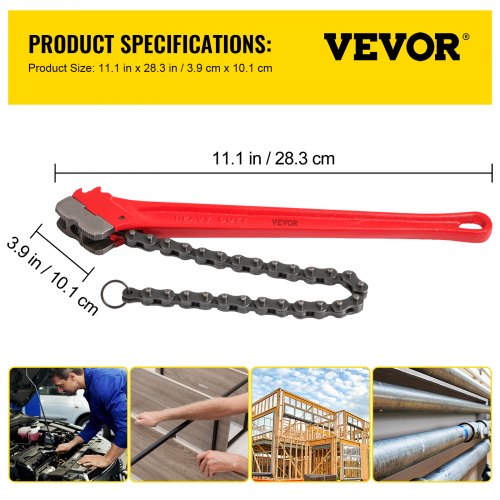 Chain Wrench Pipe 36inch,Heavy Duty Oil Filter Chain Wrench Capacity 4-1/2 To 7-1/2inch ,Chain Wrench 30inch (760 Mm) Chain Length Plumbing Pipe