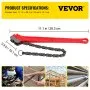 VEVOR Chain Wrench Pipe 36inch,Heavy Duty Oil Filter Chain Wrench Capacity 4-1/2 to 7-1/2inch ,Chain Wrench 30inch (760 mm) Chain Length Plumbing Pipe Tool