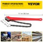 VEVOR Chain Wrench Pipe 36inch,Heavy Duty Oil Filter Chain Wrench Capacity 4-1/2 to 7-1/2inch ,Chain Wrench 30inch (760 mm) Chain Length Plumbing Pipe Tool