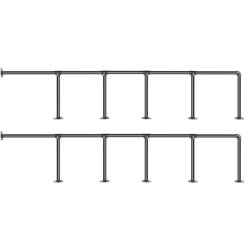VEVOR Industrial Pipe Shelves 5-Tier Wall Mount Iron Pipe Shelves 2 PCS Pipe Shelving Vintage Black DIY Pipe Bookshelf Each Holds 44lbs Open Kitchen Shelving for Bedroom & Living Room W/Accessories