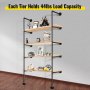 VEVOR Industrial Pipe Shelves 5-Tier Wall Mount Iron Pipe Shelves 2 PCS Pipe Shelving Vintage Black DIY Pipe Bookshelf Each Holds 44lbs Open Kitchen Shelving for Bedroom & Living Room W/ Accessories
