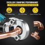 VEVOR Hydraulic Pipe Crimping Tool, Copper Crimping Pliers with Jaws 1/2"(12.7mm), 3/4"(19.05mm), 1"(25.4mm), 10T Hydraulic Copper Tube Fittings Crimper 40CR Steel for Copper Tube Plumbing and Fitting