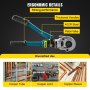 VEVOR Hydraulic Pipe Crimping Tool, Copper Crimping Pliers with Jaws 1/2\"(12.7mm), 3/4\"(19.05mm), 1\"(25.4mm), 10T Hydraulic Copper Tube Fittings Crimper 40CR Steel for Copper Tube Plumbing and Fitt