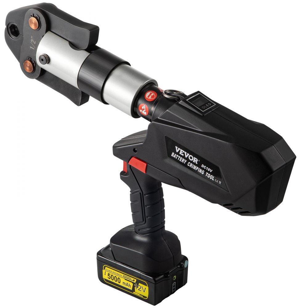 Kit de prensado VEVOR de 12 V con mordazas de sujeción de 1/2", 3/4" y 1". Kit de herramientas de prensado con rotación de 360 ​​grados para baterías OLED de cobre. Herramienta de prensado de cobre para sistemas de tuberías de drenaje PEX.