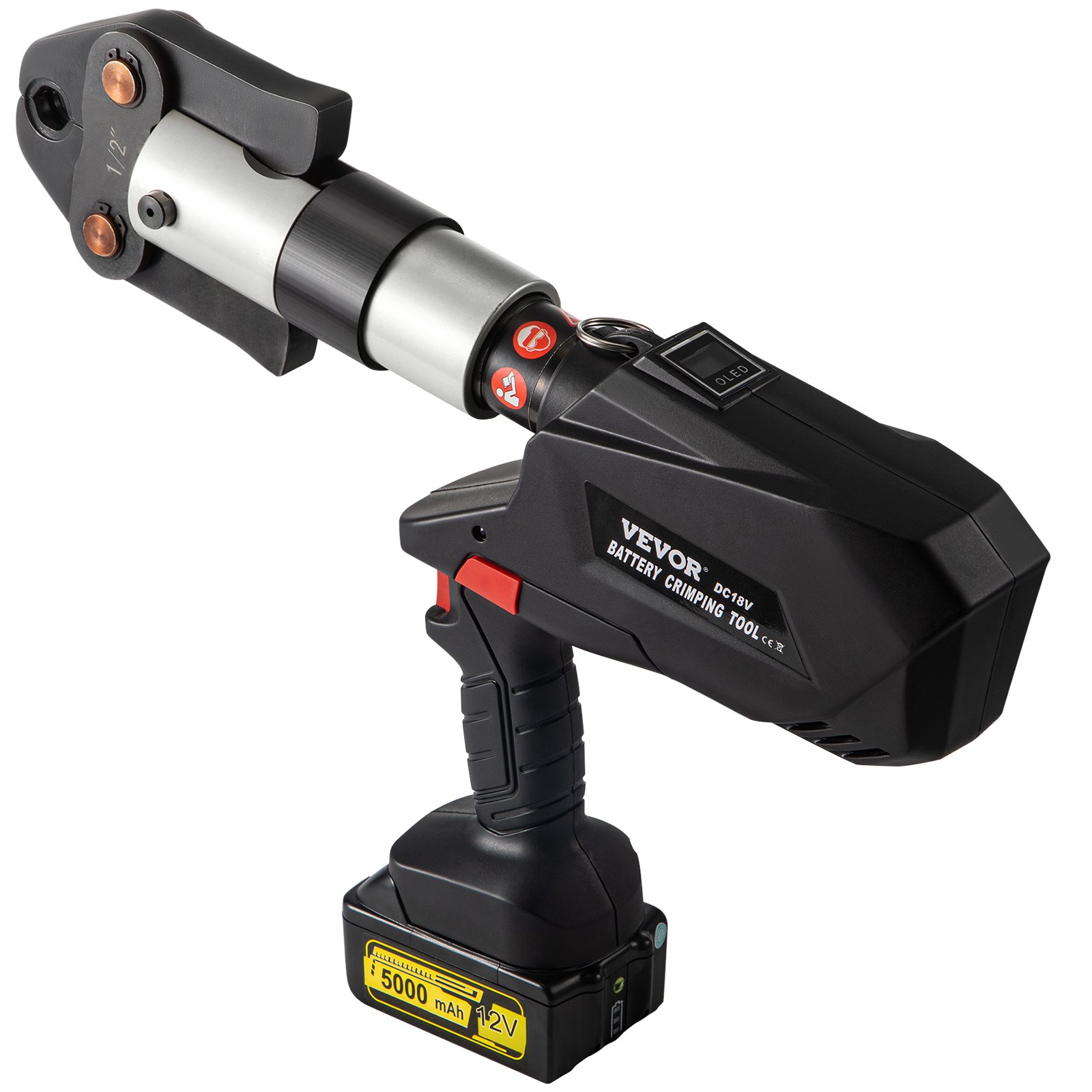 VEVOR Propress Kit 12V Tools Propress with 1/2" 3/4" 1" Clamping Jaws Propress Tool Kit 360-Degree Rotation Propress Machine for Copper OLED Battery Copper Press Tool for PEX Drainage Pipe Systems