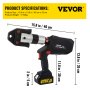 VEVOR Propress Kit 18V Tools Propress with 1/2" 3/4" 1"1-1/4" 1-1/2" 2" Clamping Jaws Propress Tool 360-Degree Rotation Propress Machine for Copper OLED Battery Copper Press Tool for Pipe System