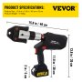 VEVOR Propress Kit 18V Tools Propress w/ 1/2" 3/4" 1"1-1/4" 1-1/2" 2" Clamping Jaws Propress Tool 360-Degree Rotation Propress Machine for Copper OLED Battery Copper Press Tool for  Pipe System
