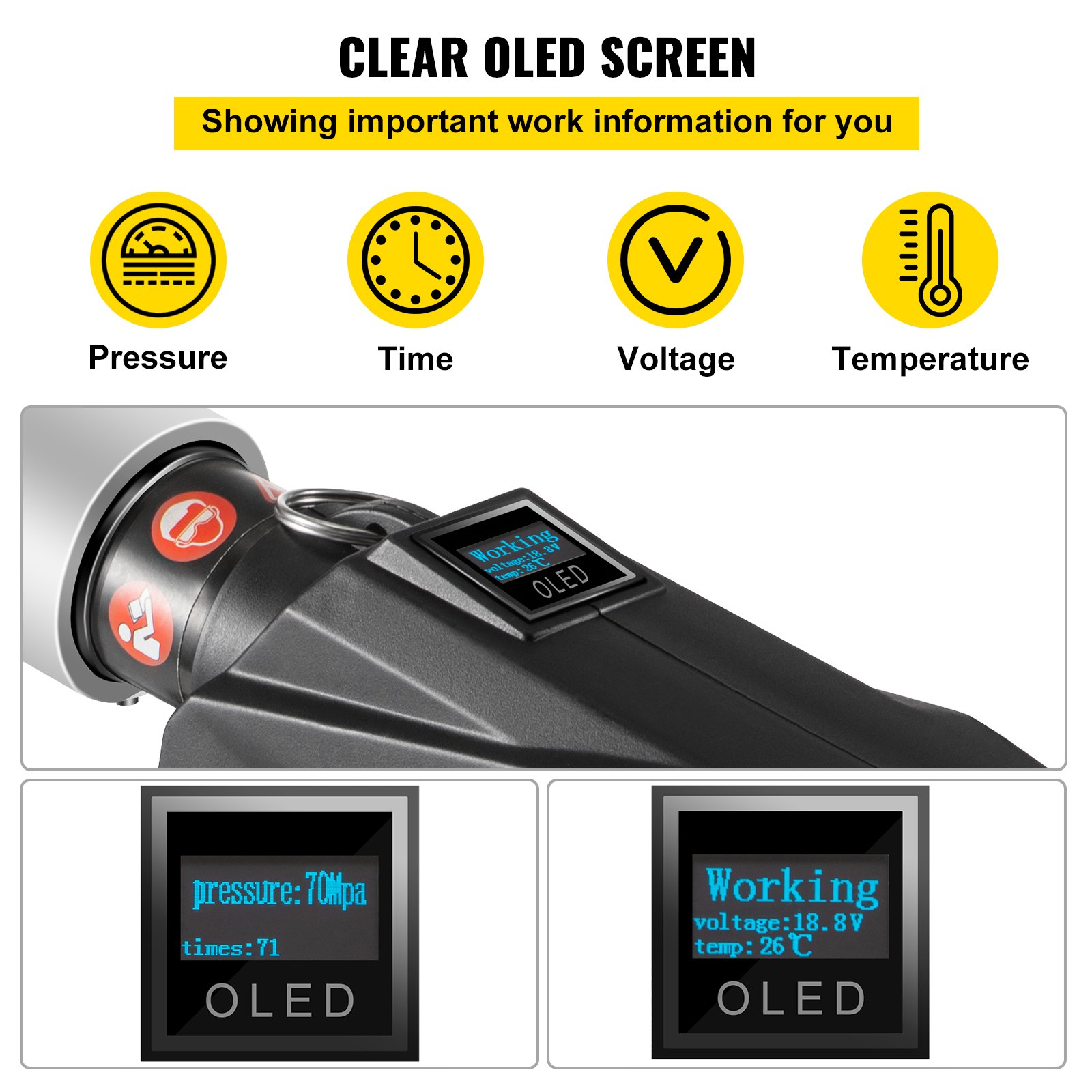 VEVOR Propress Kit 18V Tools Propress with 1/2" 3/4" 1"1-1/4" 1-1/2" 2" Clamping Jaws Propress Tool 360-Degree Rotation Propress Machine for Copper OLED Battery Copper Press Tool for Pipe System