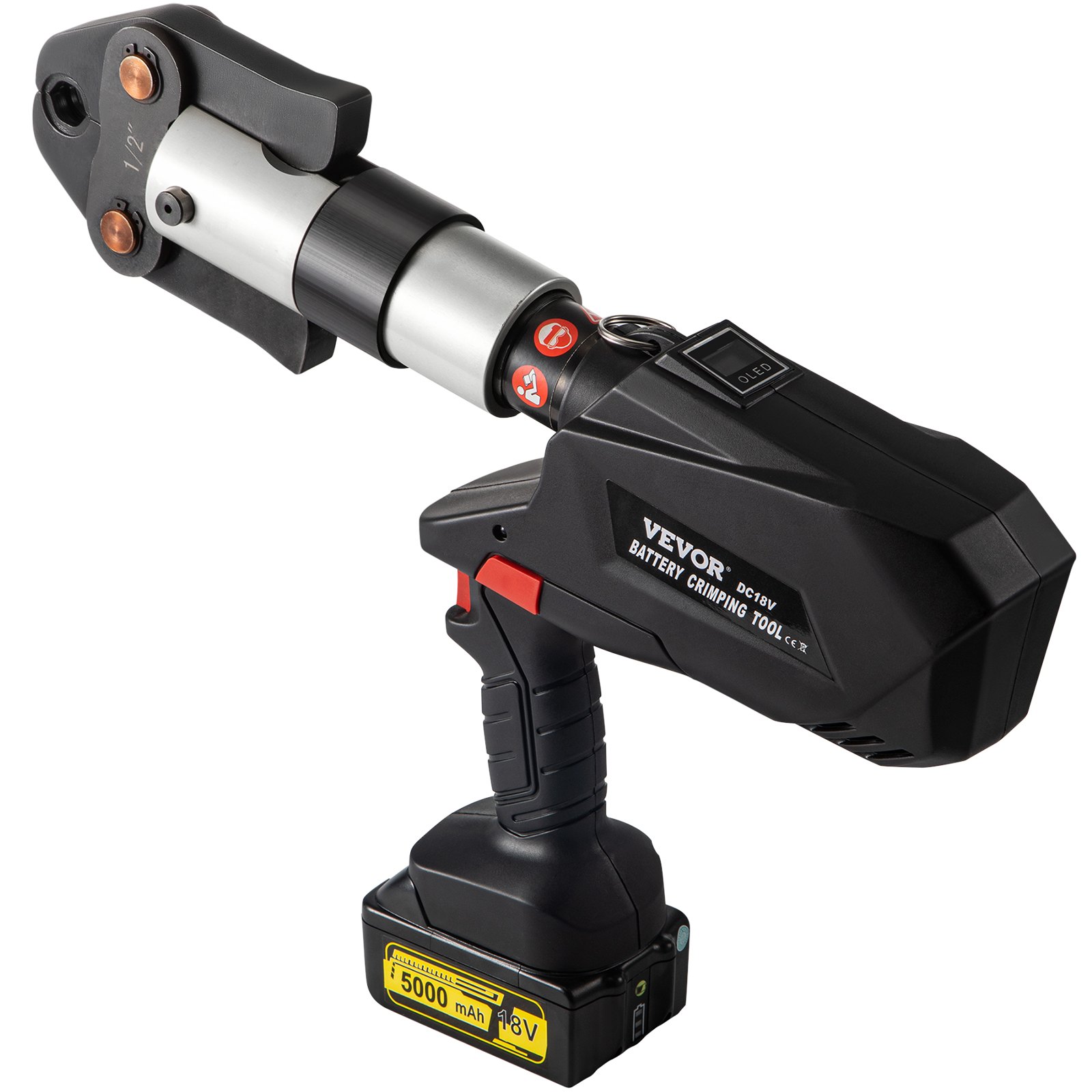 VEVOR Propress Kit 18V Tools Propress with 1/2" 3/4" 1"1-1/4" 1-1/2" 2" Clamping Jaws Propress Tool 360-Degree Rotation Propress Machine for Copper OLED Battery Copper Press Tool for Pipe System