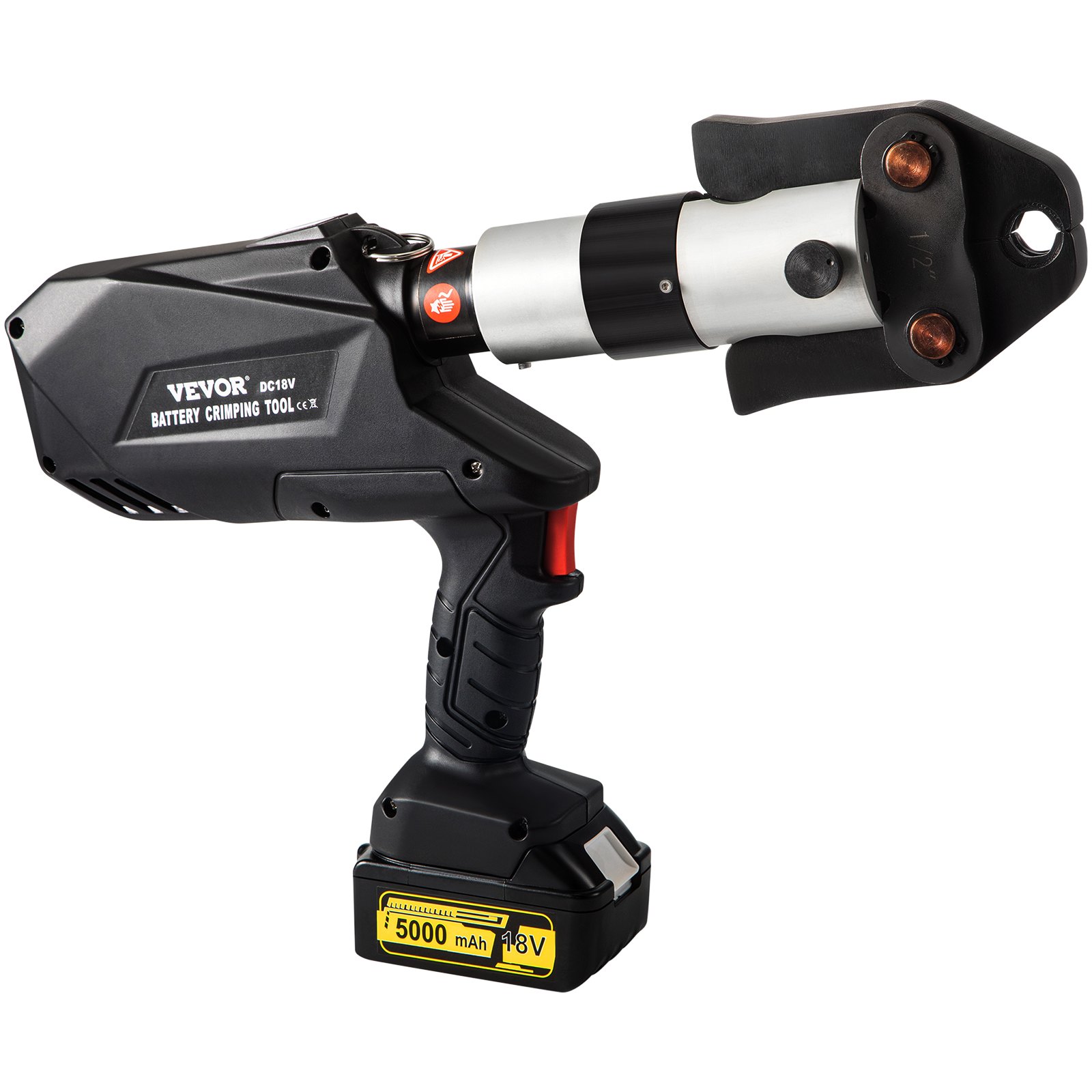 VEVOR Propress Kit 18V Tools Propress with 1/2" 3/4" 1"1-1/4" 1-1/2" 2" Clamping Jaws Propress Tool 360-Degree Rotation Propress Machine for Copper OLED Battery Copper Press Tool for Pipe System
