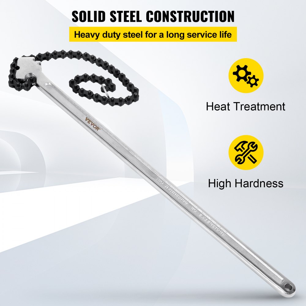 VEVOR 24inch Chain Wrench Carbon Steel Chain Pipe Wrench Heavy Duty 6.7 inch Diameter Capacity Chain Strap Filter Wrench