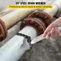 VEVOR 24inch Chain Wrench Carbon Steel Chain Pipe Wrench Heavy Duty 6.7 inch Diameter Capacity Chain Strap Filter Wrench