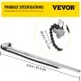 VEVOR 24inch Chain Wrench Carbon Steel Chain Pipe Wrench Heavy Duty 6.7 inch Diameter Capacity Chain Strap Filter Wrench