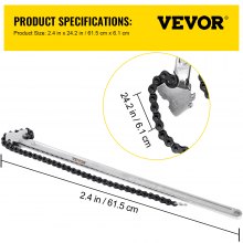 VEVOR-llave de cadena de 24 pulgadas, llave de tubo de cadena de acero al carbono, resistente, diámetro de 6,7 pulgadas, capacidad, llave de filtro de correa de cadena