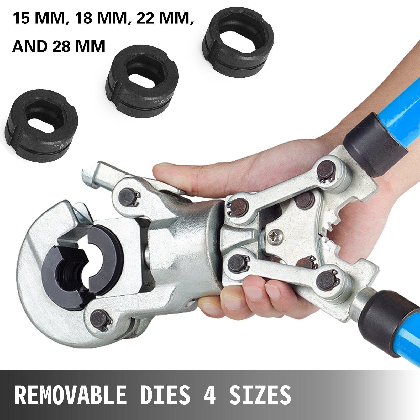 Pipe Tube Press Crimping Fitting Tools 6PC Torsion Spring 360° Head V15-18-22-28