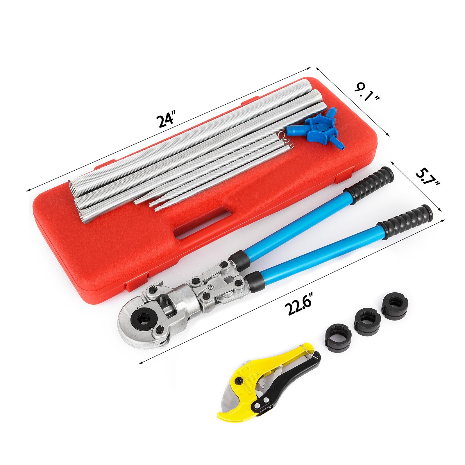 Pipe Tube Press Crimping Fitting Tools 6PC Torsion Spring 360° Head V15-18-22-28