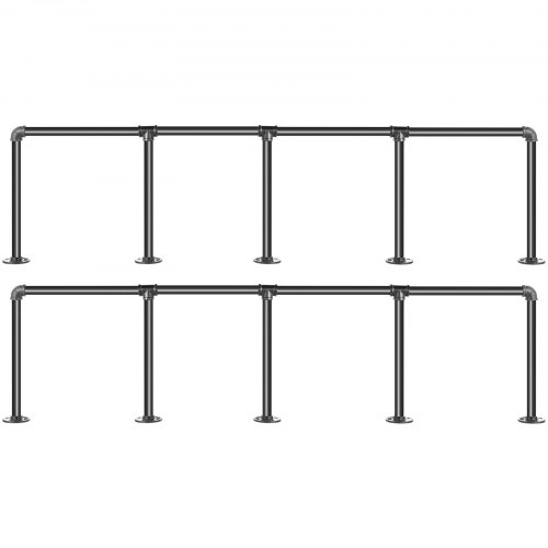 VEVOR Industrial Pipe Shelves 4-Tier Wall Mount Iron Pipe Shelves 2 PCS Pipe Shelving Vintage Black DIY Pipe Bookshelf Each Holds 44lbs Open Kitchen Shelving for Bedroom & Living Room W/Accessories