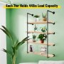 VEVOR Industrial Pipe Shelves 4-Tier Wall Mount Iron Pipe Shelves 2 PCS Pipe Shelving Vintage Black DIY Pipe Bookshelf Each Holds 44lbs Open Kitchen Shelving for Bedroom & Living Room W/ Accessories