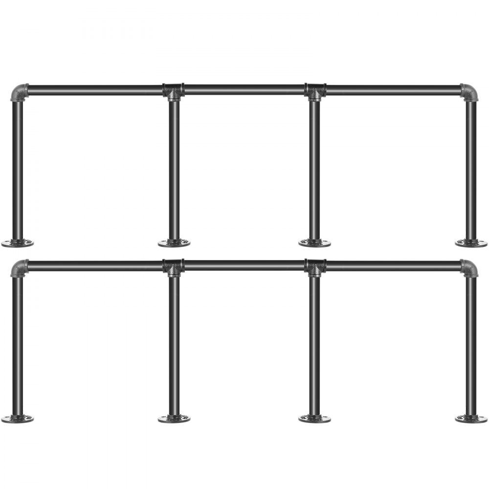VEVOR Industrial Pipe Shelves 3-Tier Wall Mount Iron Pipe Shelves 2 PCS Pipe Shelving Vintage Black DIY Pipe Bookshelf Each Holds 44lbs Open Kitchen Shelving for Bedroom & Living Room W/Accessories